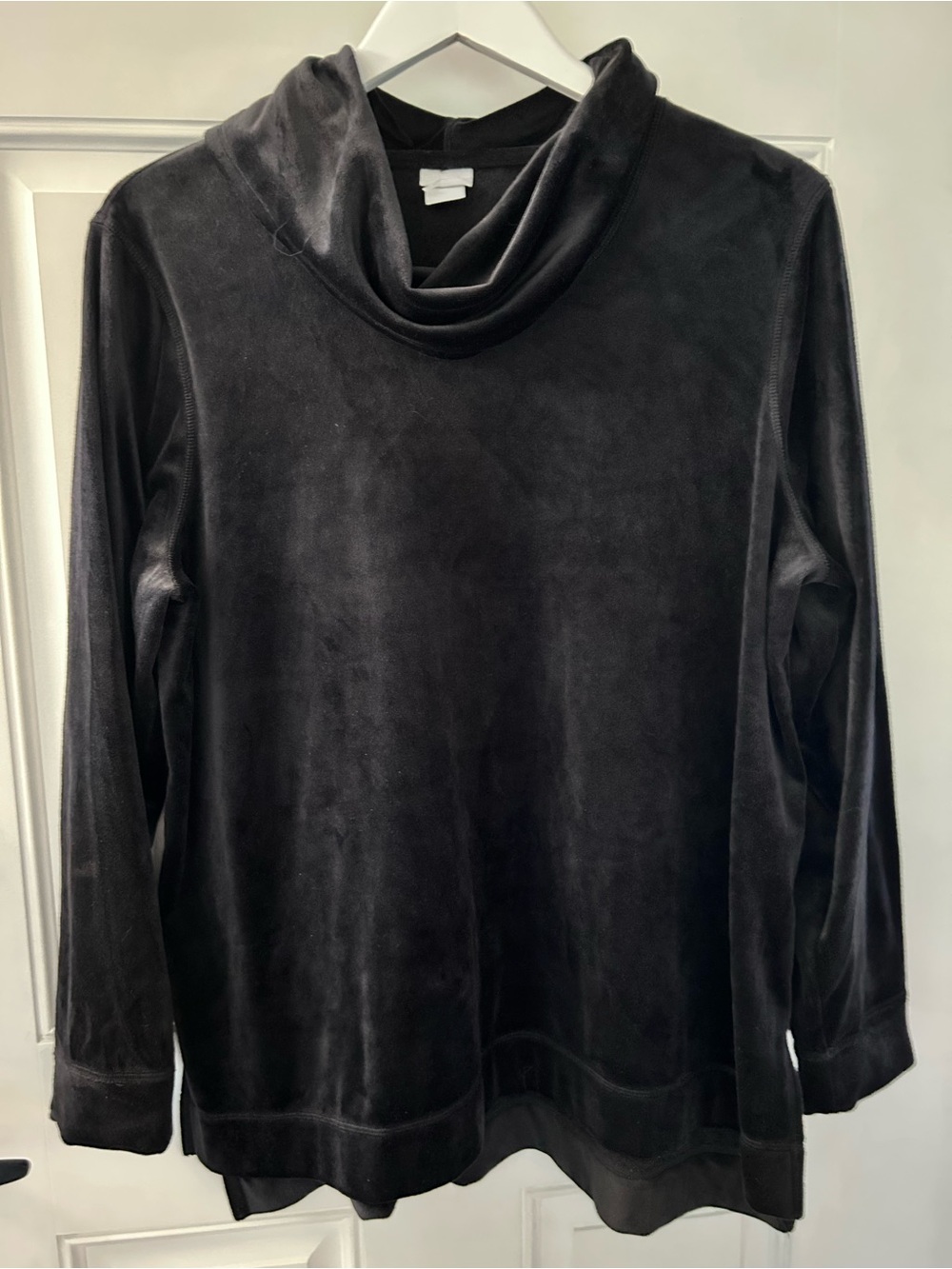 Chico's Black Velvet-Look Cowl Neck Pullover